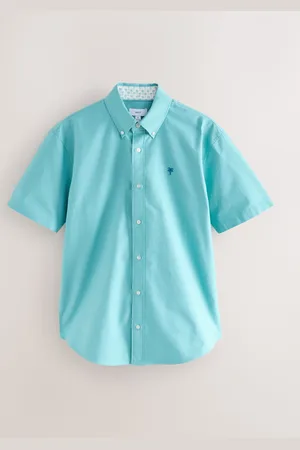 Next Teal Oxford Short Sleeve 100% Cotton Shirt