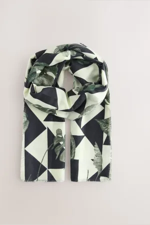 Next Mono Geometric Leaf Print Midweight Scarf