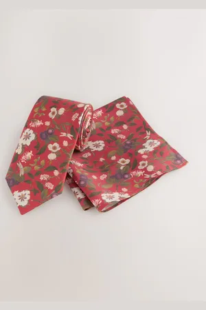 Next Red Kew Gardens Floral Tie and Pocket Square