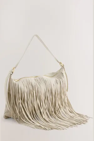 Next Bone Leather Fringe Boho Shoulder Bag