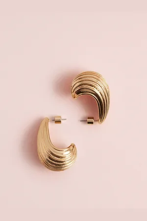 Next Tone Tabitha Simmons x Copper Ridged Hoops Earrings