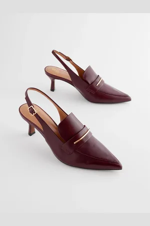 Next Burgundy Forever Comfort Point Toe Heeled Loafers