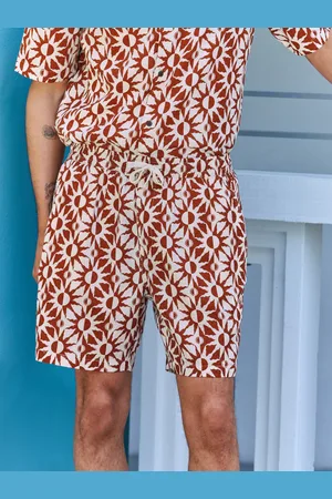 Next Red Sun Printed 100% Cotton Drawstring Waist Shorts