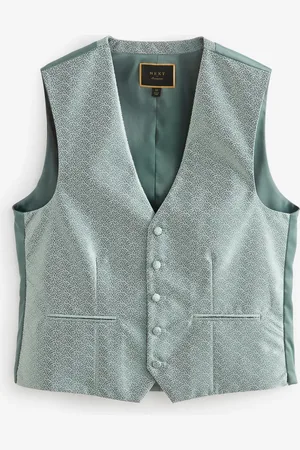 Next Sage Jacquard Leaf Regular Fit Waistcoat