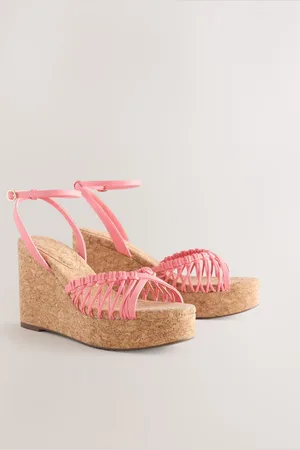 Next Forever Comfort Round Toe Weave Detail High Cork Wedges