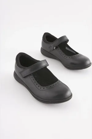 Next Blue Standard Fit (F) School Leather Brogue Detail Mary Jane Shoes
