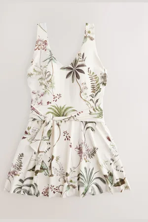 Next Cream/ Palm Shaping Tummy Control Skirted Swim Dress
