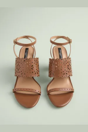 Next Tabitha Simmons x Dahlia Leather Round Toe Laser Cut Detail Block Heel Sandals
