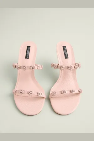 Next Light Tabitha Simmons x Flora Leather Double Flower Detail Heel Mules