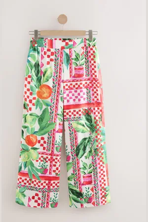 Next Multi Bright Kew Collection Wide Leg 100% Cotton Trousers