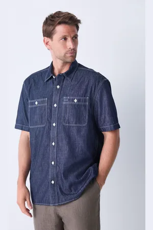 Next Rinse Chambray Denim Short Sleeve 100% Cotton Shirt