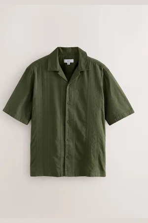 Next Khaki Navajo Style Printed Short Sleeve 100% Cotton Shirt