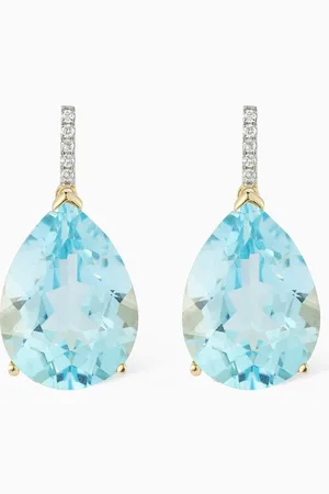 Mateo New York Topaz & Diamond Pear Drop Earrings in 14kt Gold
