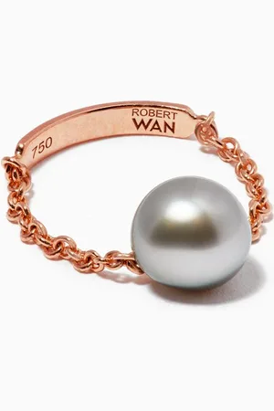 Robert Wan Links of Love Pearl Chain Ring in 18kt