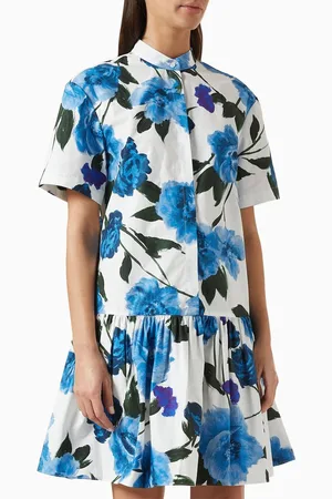 Erdem Violetta Printed Mini Dress in Cotton Poplin