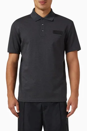 VERSACE Logo Polo T-shirt in Organic Cotton-piqué