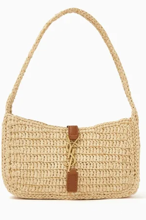 Saint Laurent Mini Le 5 à 7 Hobo Shoulder Bag in Woven Raffia
