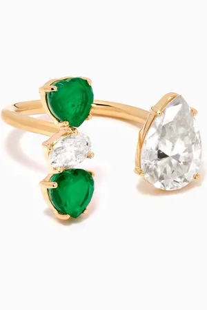 Dima Emerald & Topaz Open Ring in 18kt