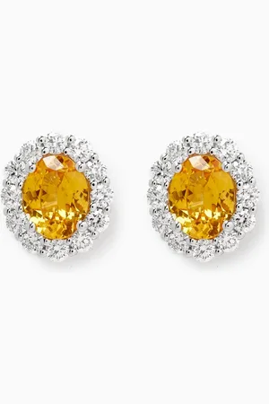 Fergus James Ceylon Sapphire & Diamond Studs in 18kt White Gold