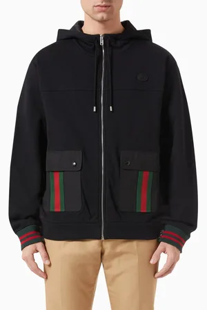 Gucci Striped Zip-up Hoodie in Felted Cotton-jersey