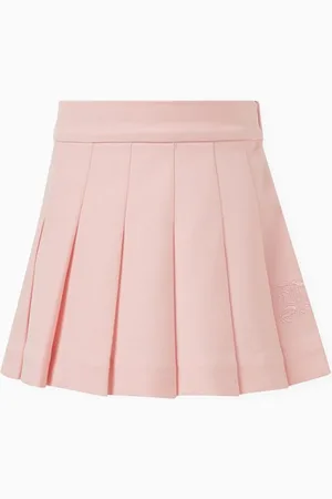 Burberry Logo-embroidered Pleated Skirt in Polyester