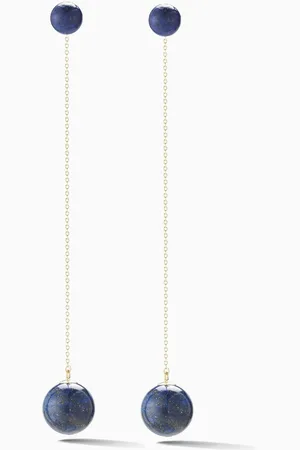 Mateo New York Lapis Ball Drop Earrings in 14kt Yellow Gold