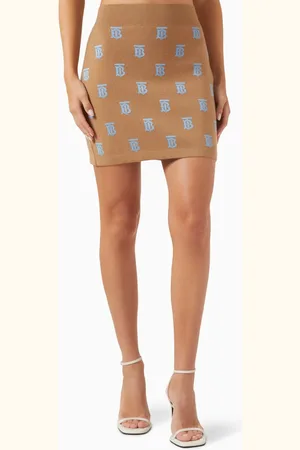 Burberry Suza Monogram Mini Skirt in Wool-blend