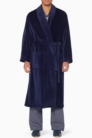 DEREK ROSE Navy Velour Triton 10 Robe