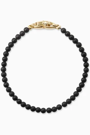 David Yurman Spiritual Beads Bracelet with Onyx in 18kt Yellow Gold, 4mm