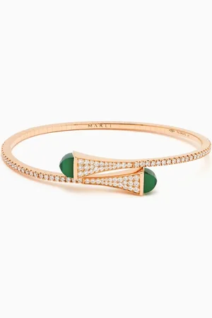 Marli Cleo Diamond & Agate Midi Slip-on Bracelet in 18kt Gold
