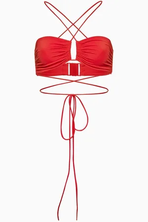 MAGDA BUTRYM Crisscross Bandeau Bikini Top in Stretch Nylon