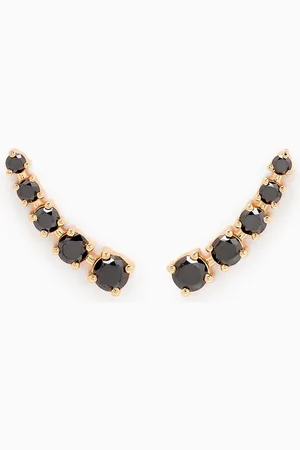 Fergus James Half Moon Diamond Bar Earrings in 18kt Yellow Gold