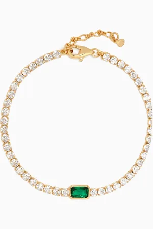 TAI Jewelry Emerald Tennis Bracelet in Gold-plated Brass