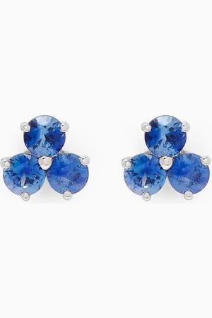 Fergus James Trip Cluster Sapphire Stud Earrings in 18kt White Gold