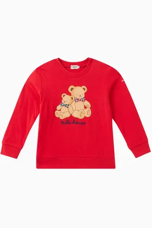 Miki House Bear Print Sweater in Cotton