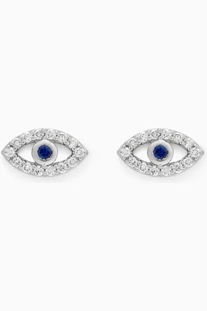 Fergus James Evil Eye Sapphire & Diamond Stud Earrings in 18kt White Gold