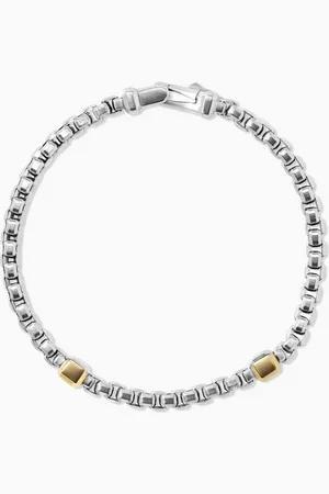 David Yurman Double Box Chain Bracelet in Sterling & 18kt Yellow Gold, 10.5mm