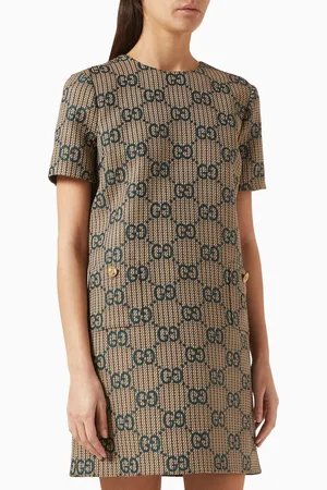 Gucci GG Striped Mini Dress in Wool