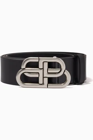 Balenciaga BB Reversible Belt in Shiny Box Calfskin
