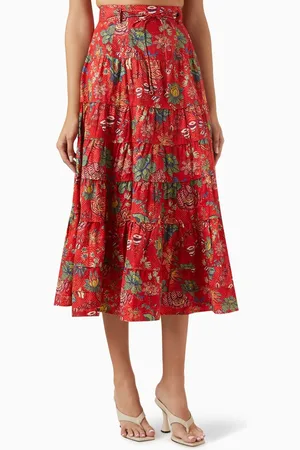 ULLA JOHNSON Aspen Midi Skirt in Cotton Poplin