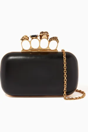 Alexander McQueen Skull Four Ring Clutch in Leather