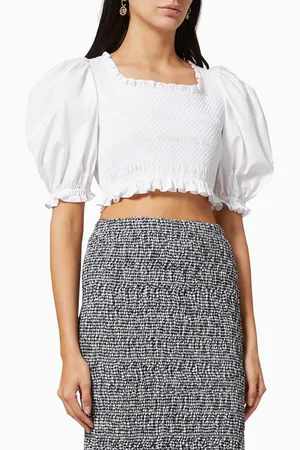 Miu Miu Ricamo Open Back Top in Cotton Poplin