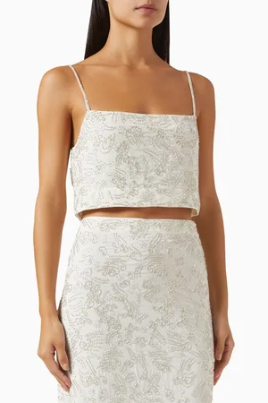 Staud Fermo Bead-embellished Crop Top