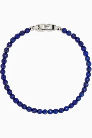 David Yurman Spiritual Beads Bracelet with Lapis in Sterling Silver, 4mm
