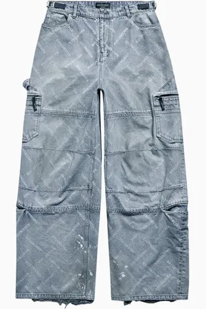 Balenciaga Unisex Bal Diagonal All-over Cargo Pants in Cotton