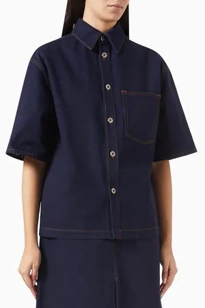 Burberry Logo-patch Shirt in Cotton-denim