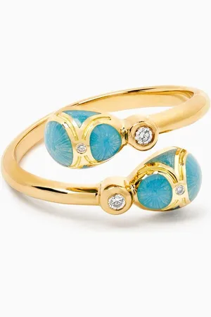 Faberge Guilloché Enamel Crossover Ring in 18kt Yellow Gold