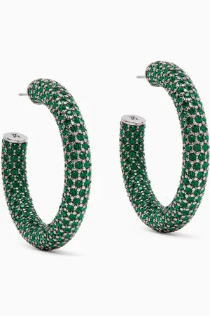 Amina Muaddi Medium Cameron Crystal-embellished Hoop Earrings