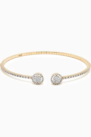 Nass Round Pavé Diamond Open Bangle in 14kt Gold