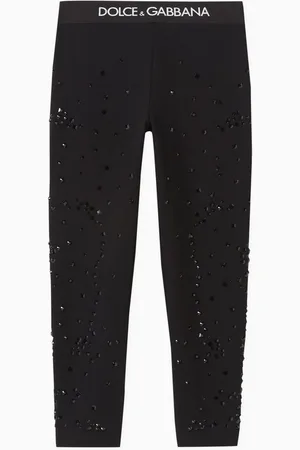 Dolce & Gabbana Logo Tape Crystal-embellished Leggings in Jersey